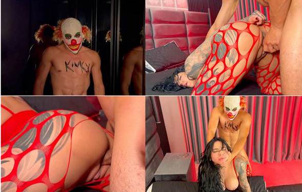 Letting a Clown Wreck Her Tight Latina Pussy 