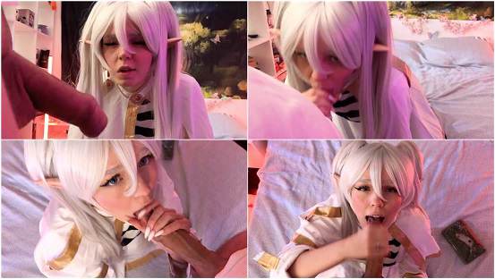 Frieren Cosplay Sloppy Blowjob POV 
